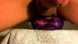 amateur Anal sex toy fun with flint the bad dragon !