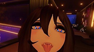 Mute nympho sucks your dick and rides you wildly until she cums in VRChat.