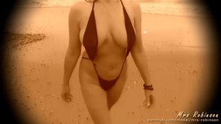 Hot Busty 1920s Vintage Style Beach Babe takes off Bikini