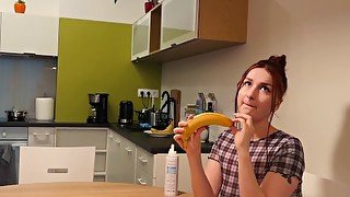 Banana sex and BJ with cumshot on ass KleoModel