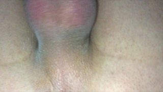 Throbbing perineum close up while cumshot