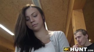 Brunette cheats on her boyfriend for cash at a bowling place