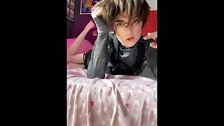 Femboy cutie smiles and teases with his feet