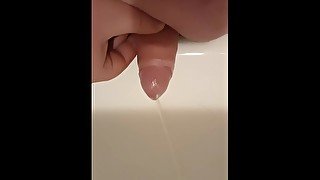 Chubby cum in bathroom sink