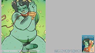 (Drawing Timelapse) Cute chubby orc guy shows off for his fairy dom...