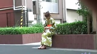 Delightful little geisha experiences great sharking affair in the public