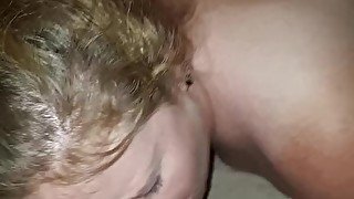 Bbw girlfriend sucks big dick, cum in mouth and swallows