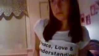 Lovely brunette teen chick is masturbating for the cam