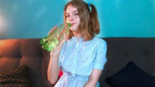 Private show of cute and innocent Anna with a big dildo | Solo E-girl