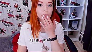 Young kinky Asian redhead solo on webcam - big naturals
