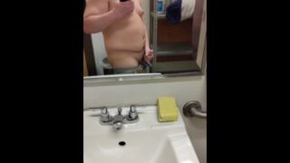 Jerking off cock at home in bathroom 