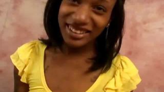 Tattooed teen ebony girlfriend showing small tits and playing with her skinny pussy