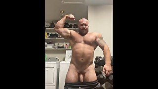 Thick Musclebear Shows Off Hung Veiny Cock OnlyfansBeefBeast Beefy Bodybuilder Flexes With Big Dick