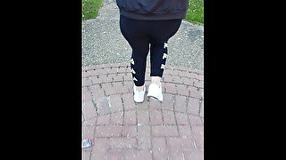 Step mom pulled out leggings showing ass to step son fucking today behind the cars