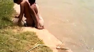 Indian gay boys fucking fun near river