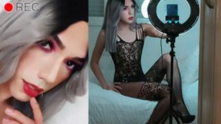 Hot crossdresser streaming live wearing fishnets