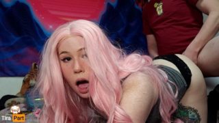 barking pink haired e girl gives sloppy blowjob then gets TWO creampies - Tira Part