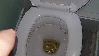 Pissing In Public Toilet With Door Open. One Day I'll Get Caught