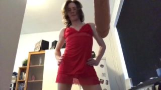 Cute femboy dancing with buttplug and fucks dildo in doggystyle