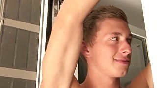 Hot horny guy jerking off with cum