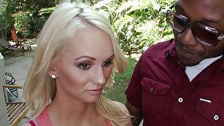 Sweet blondie with charming eyes sucks a BBC like a seasoned pro