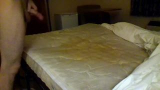 pissing on the hotel bed again !