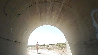 Desert Outdoor Dildo Fuck with Teen Slut