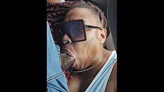 POV Sucking BBC while Driving