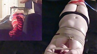 Curvy girl taped, begs during tickle torture