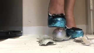 Object Crush - Christmas Ornaments - Blue Glitter High Heels and Sexy Legs