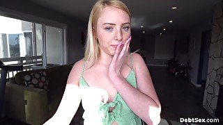 Shy blonde girlfriend Dixie Lynn having first ever sex on camera