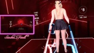 Hot Topless Gamer Girl Plays VR Video Game