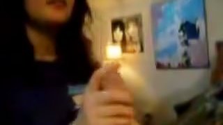 Curly Latina teen girl blows her boyfriend's cock