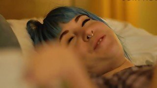 3Way Porn - Blue Hair Girl & Her Blonde Girlfriend Take a Cock together