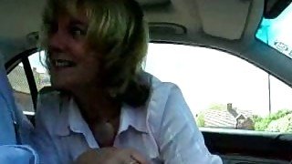 Mature office worker woman treats me with blowjob in car