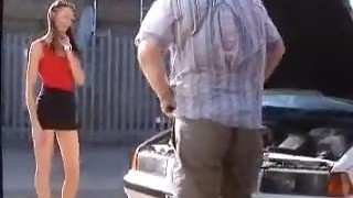 Old mechanic dude fucks a hot chick