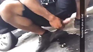 Black big dick Pissing like a dog