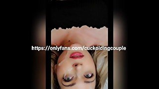 Hotwife gets facial by bull and makes cuck eat It