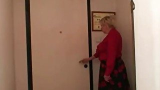 Naughty granny pleases two repairmen