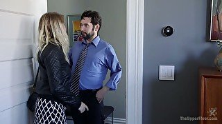 Horny wife Mona Wales and her perverted husband fuck tied up hooker