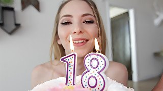 Angel Smalls gets dildo & cock gift for 18th birthday