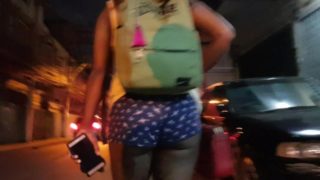 Tight Shorts No Panties Bubble Butt Sexy Ebony Anika Heart Voyeur Public Street walk Ass Underline