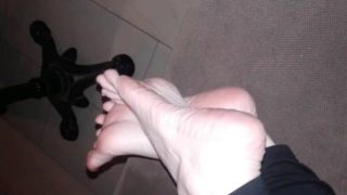 POV - Showing feet to stranger in public