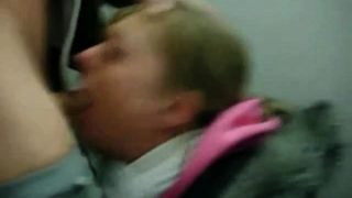 Amateur Blonde deepthroat in public toilet