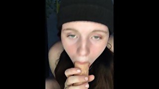 Cute girl sucks dick