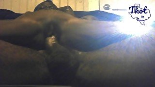 Thot in Texas - Lil Skinny Cum Dumpster African American Petite Ebony MIlf Rides Reverse Cowgirl