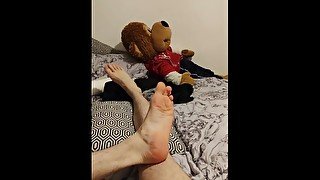 Playing with my sexy skinny feet on my bed cause I love it