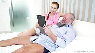 Old fart fucks yummy teen Lulu Love and makes her cunt fully satisfied