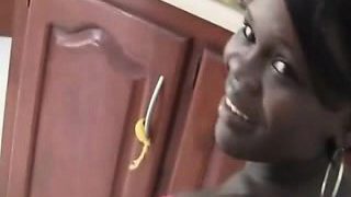 lubricious black girl bangs a cock in her bitchy mouth