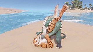 Wild Life / Scaly Furry Porn Dragon with Tiger Girl